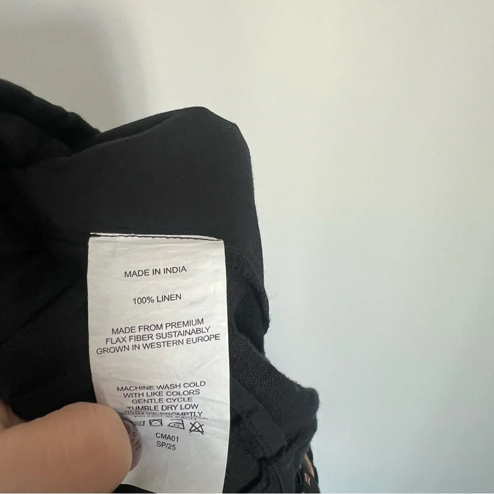 NWOT Quince European Linen Black Pants Women's Size XS